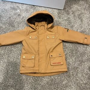 Mini Rodini Beige Jacket with Dark Gray Faux Fur Lining